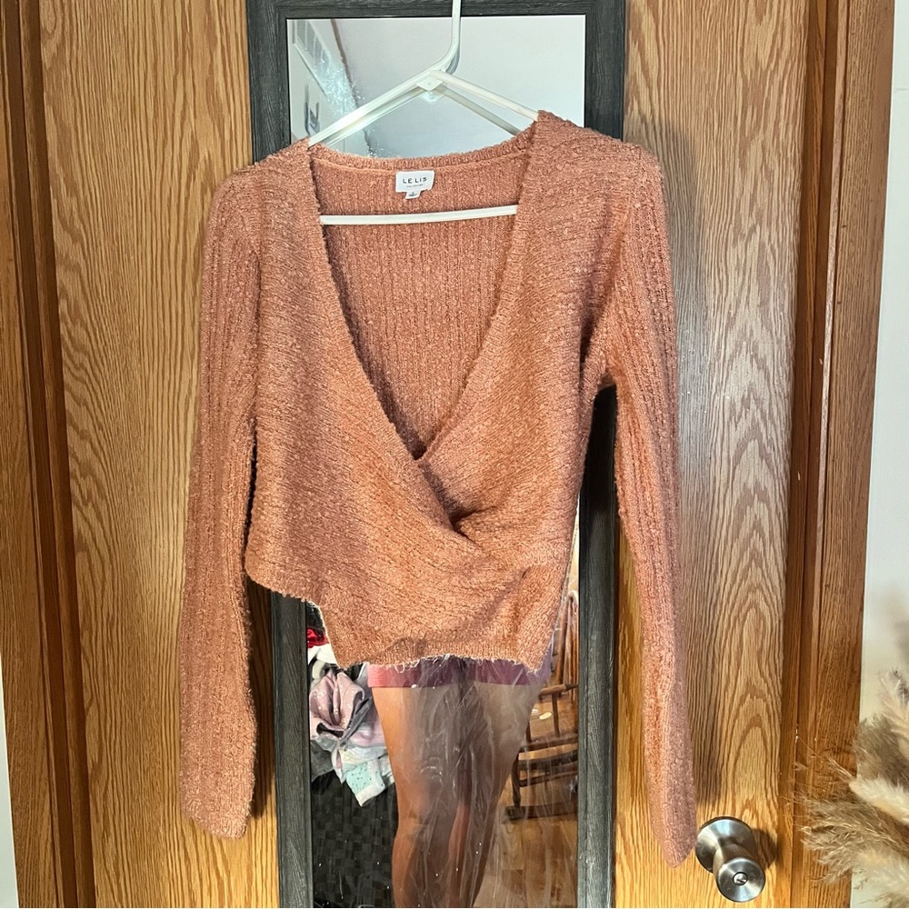 Le Lis Pink Crossover V-neck Sweater